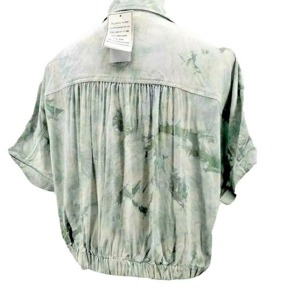 NWT ULTRA FLIRT SEA GREEN TIE DYE BUTTON BLOUSE XL - Picture 7 of 11